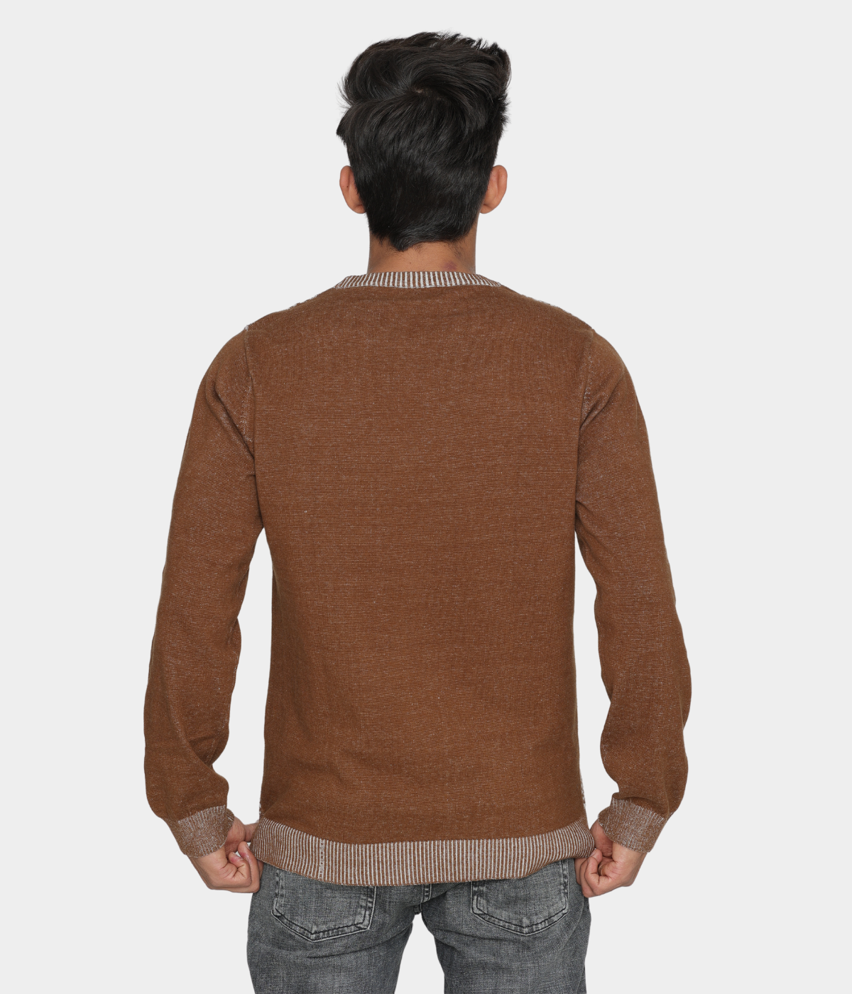 Brown structured knitted T-Shirt
