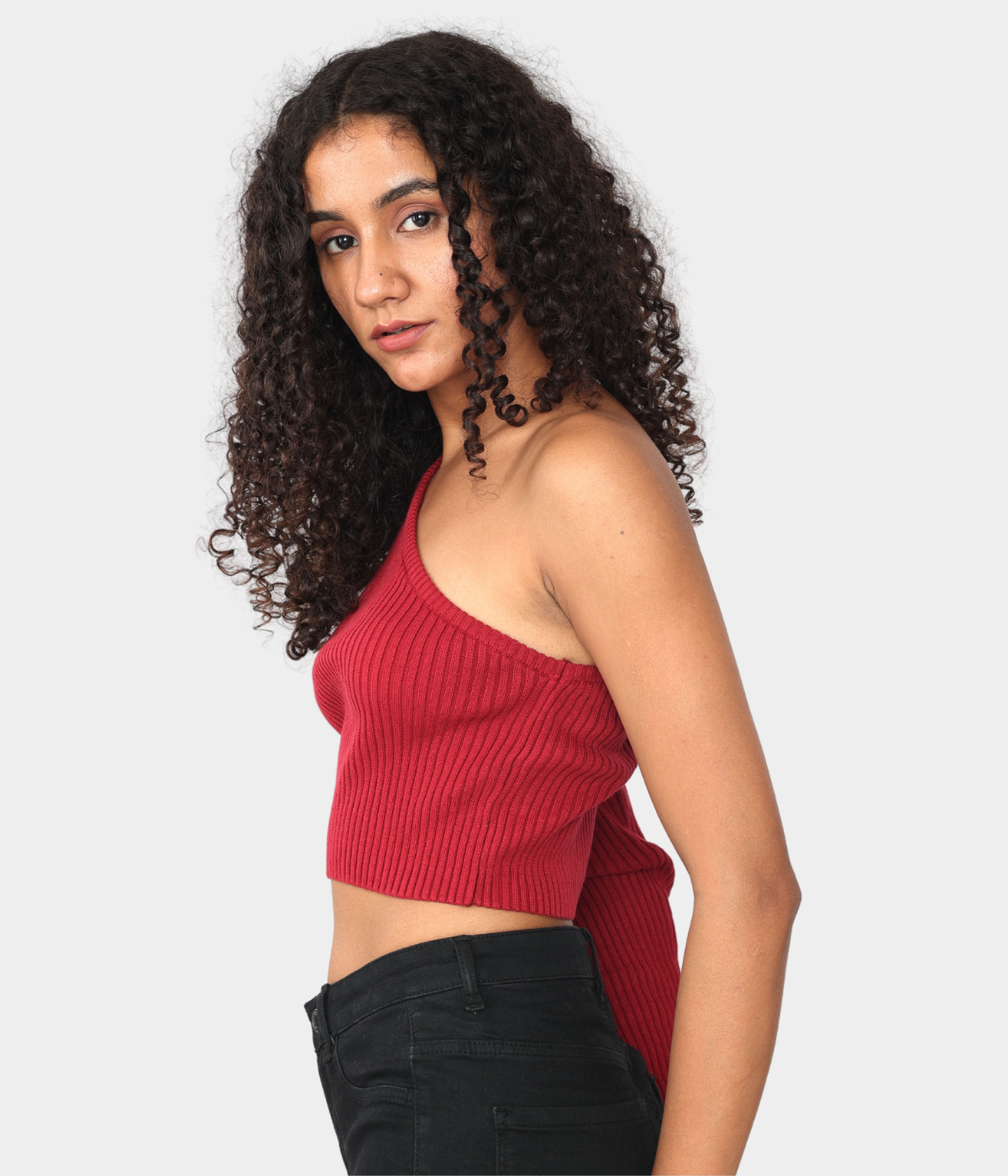 Maroon Side Sleeve Knitted T-Shirt