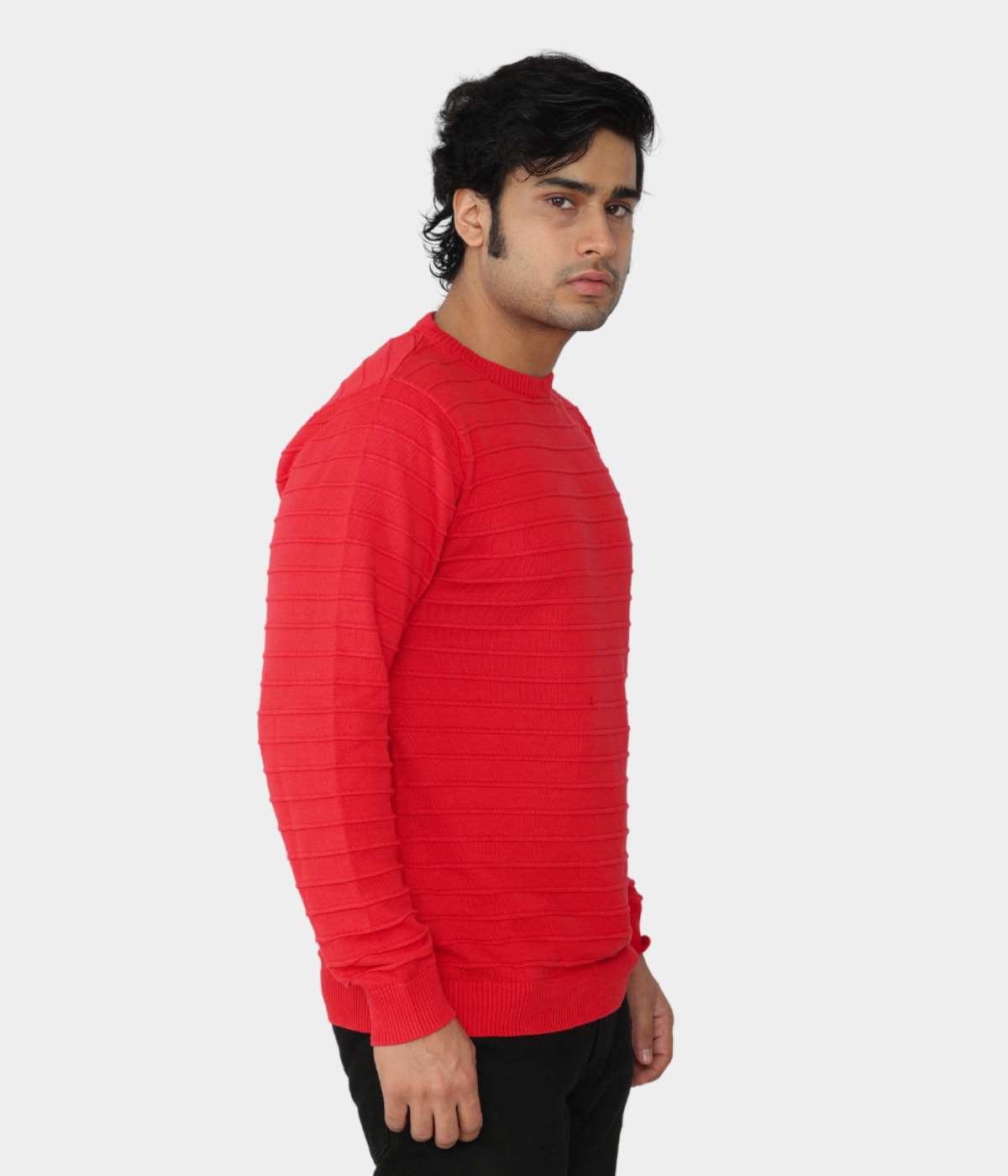 Red structured Knitted T-shirt