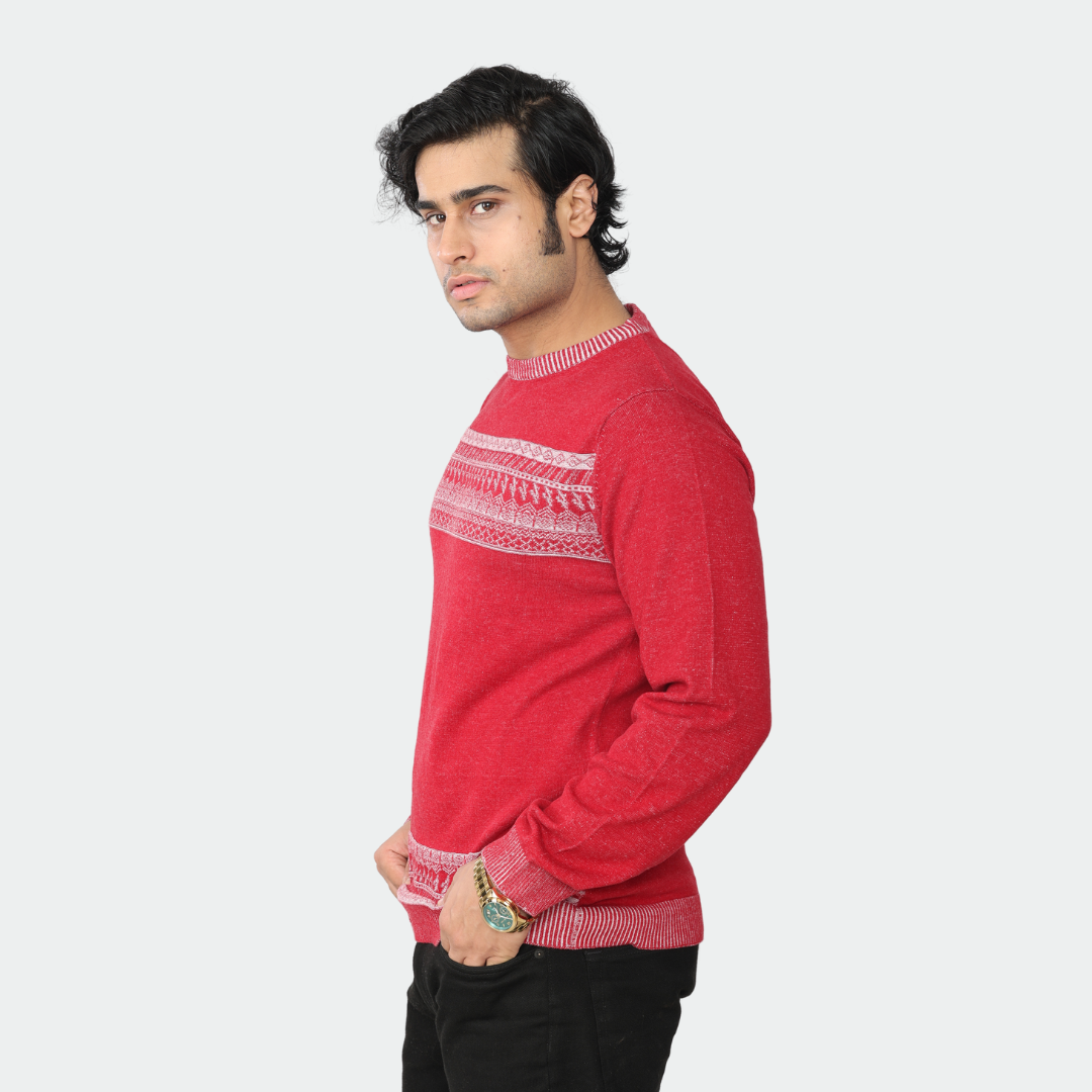 Denim finished jacquard Cotton Knitted T-shirt