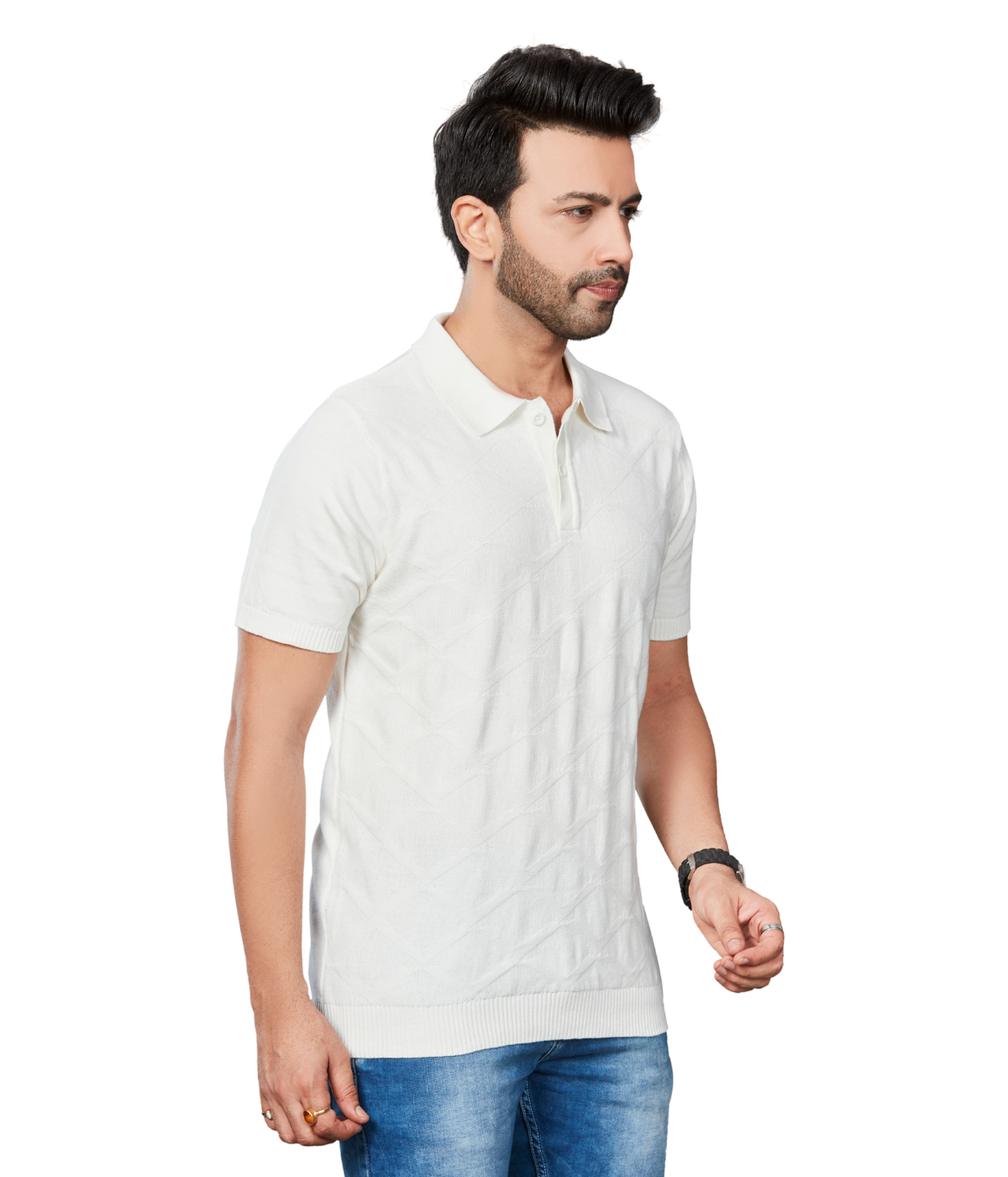 Off-White Structured Knitted Cotton T-Shirt