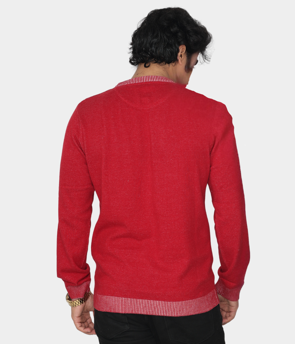 Maroon Structured Knitted T-Shirt