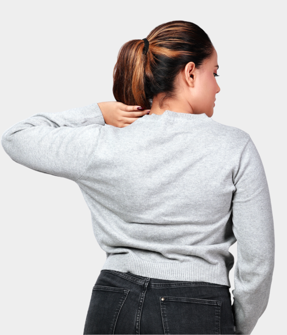 Grey Drop Shoulder Knitted Top