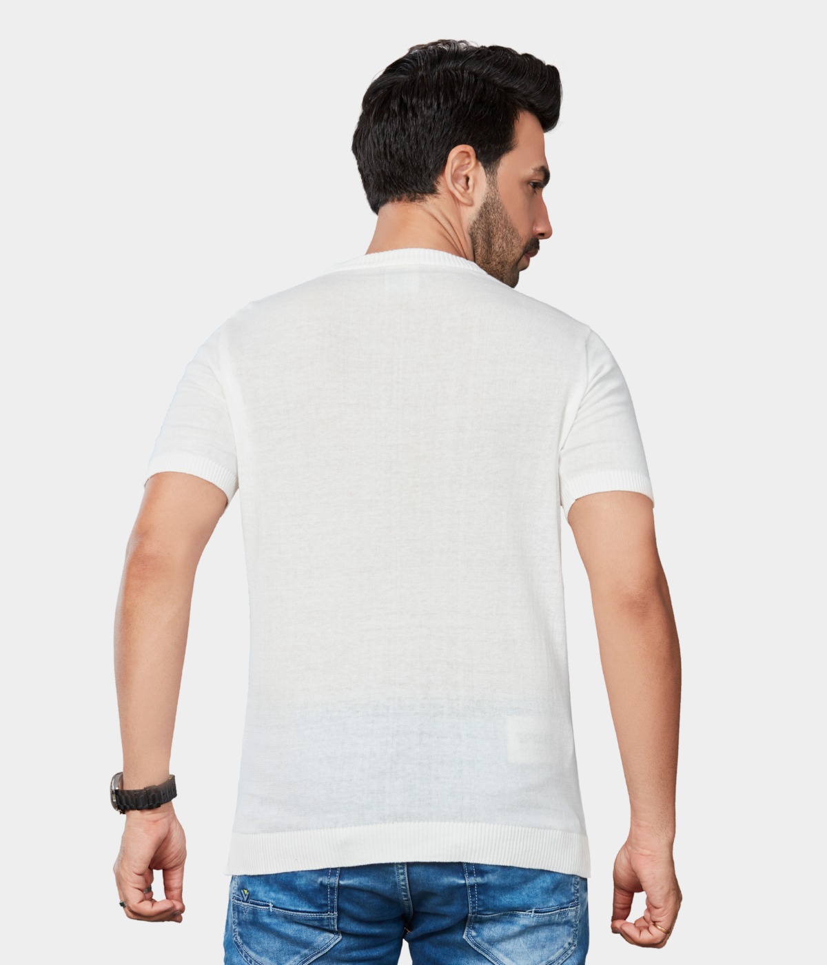 Off-White Single Ply Knitted Cotton T-Shirt