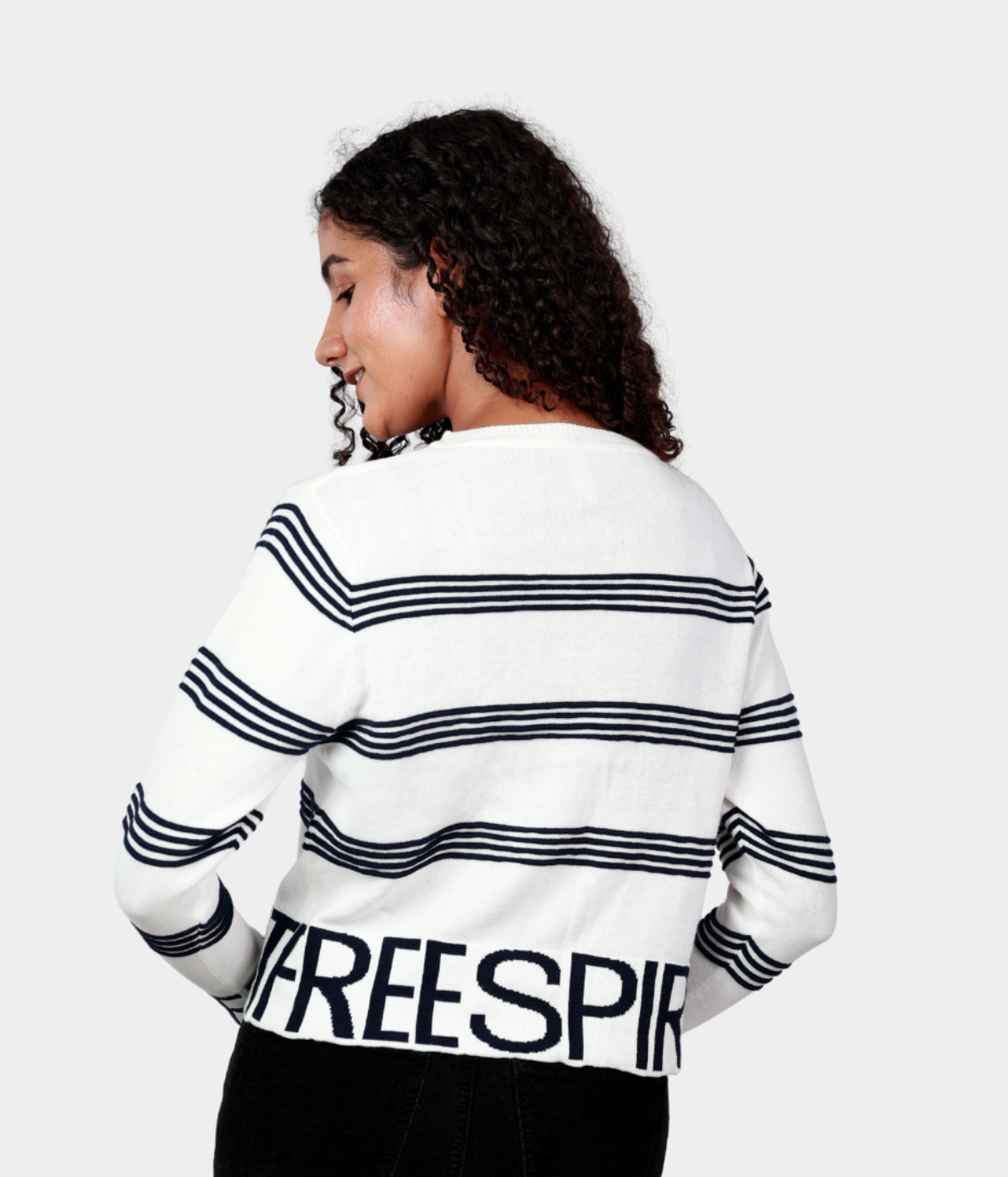 White Structured Full Sleeves Knitted Top