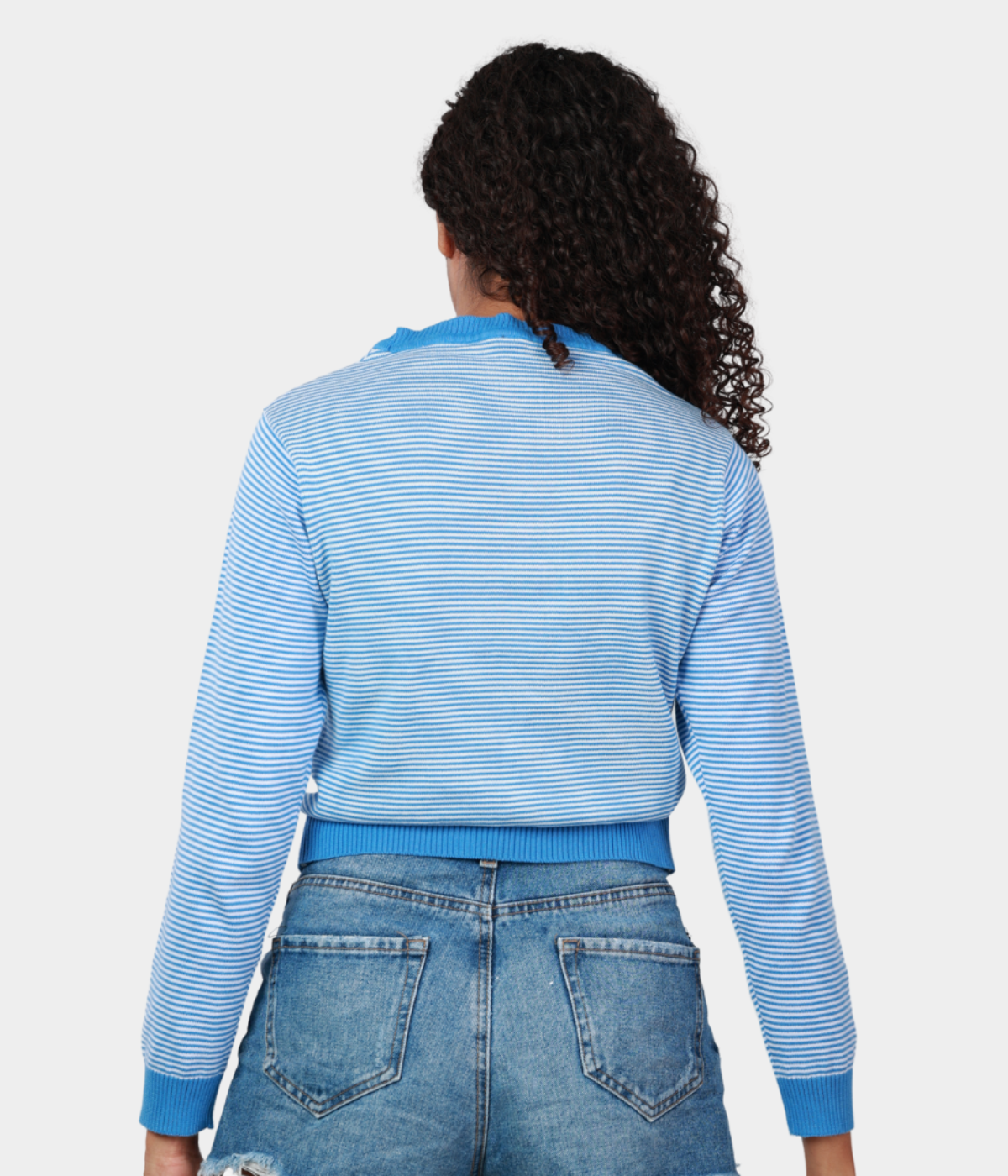 Light Blue Full Sleeves Knitted Top
