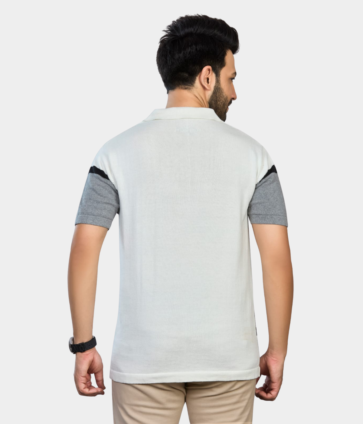 Off-White & Grey Structured Knitted Shirt