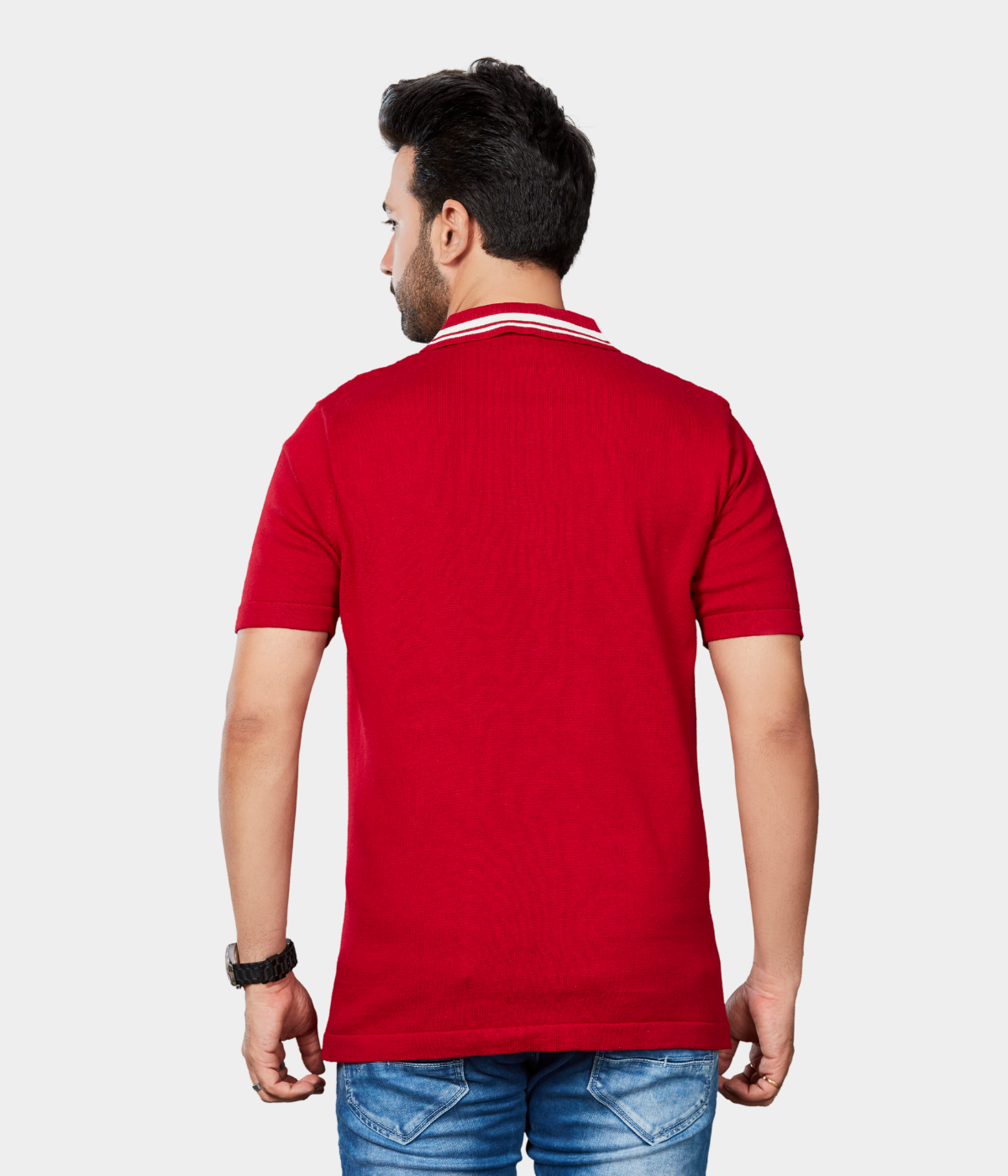 Maroon Solid Knitted Cotton T-Shirt