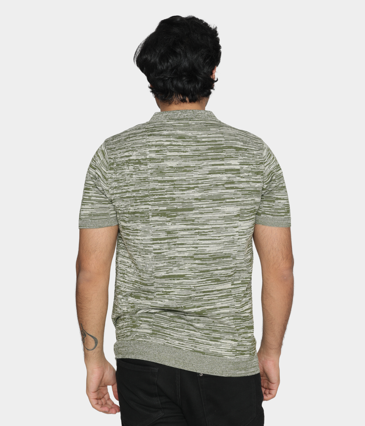 Green/Off-White Structured Cotton Polo Knitted T-Shirt