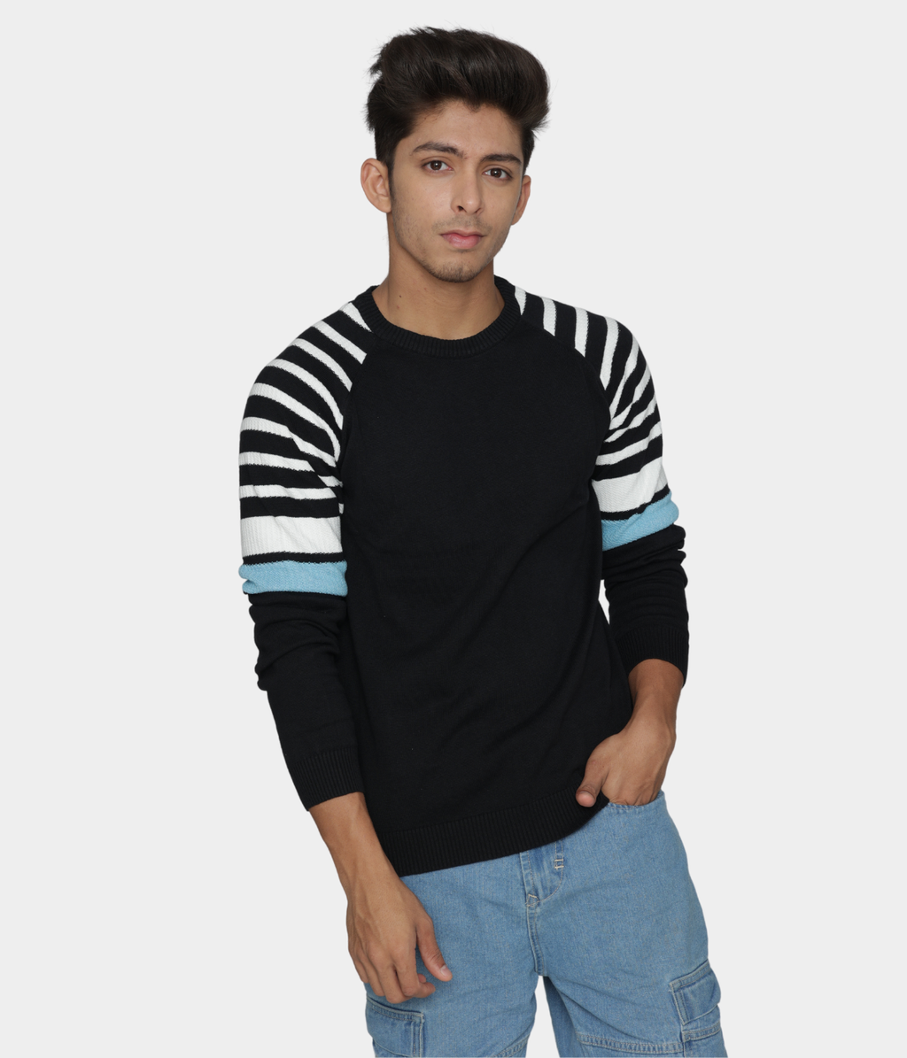 Black cotton knitted T-shirt