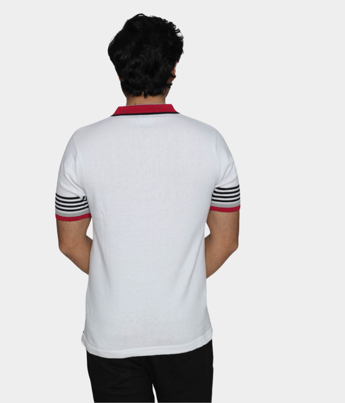 White Structured Cotton Polo Knitted T-Shirt