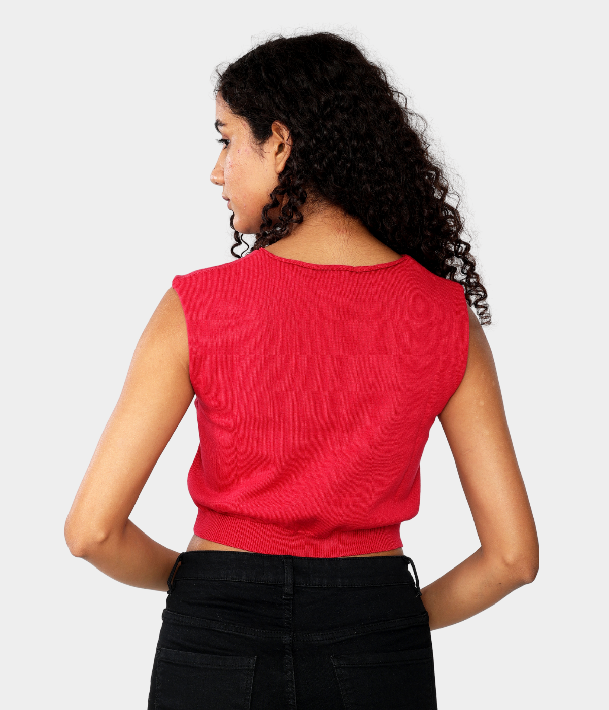 Maroon V-Neck Sleeveless Knitted