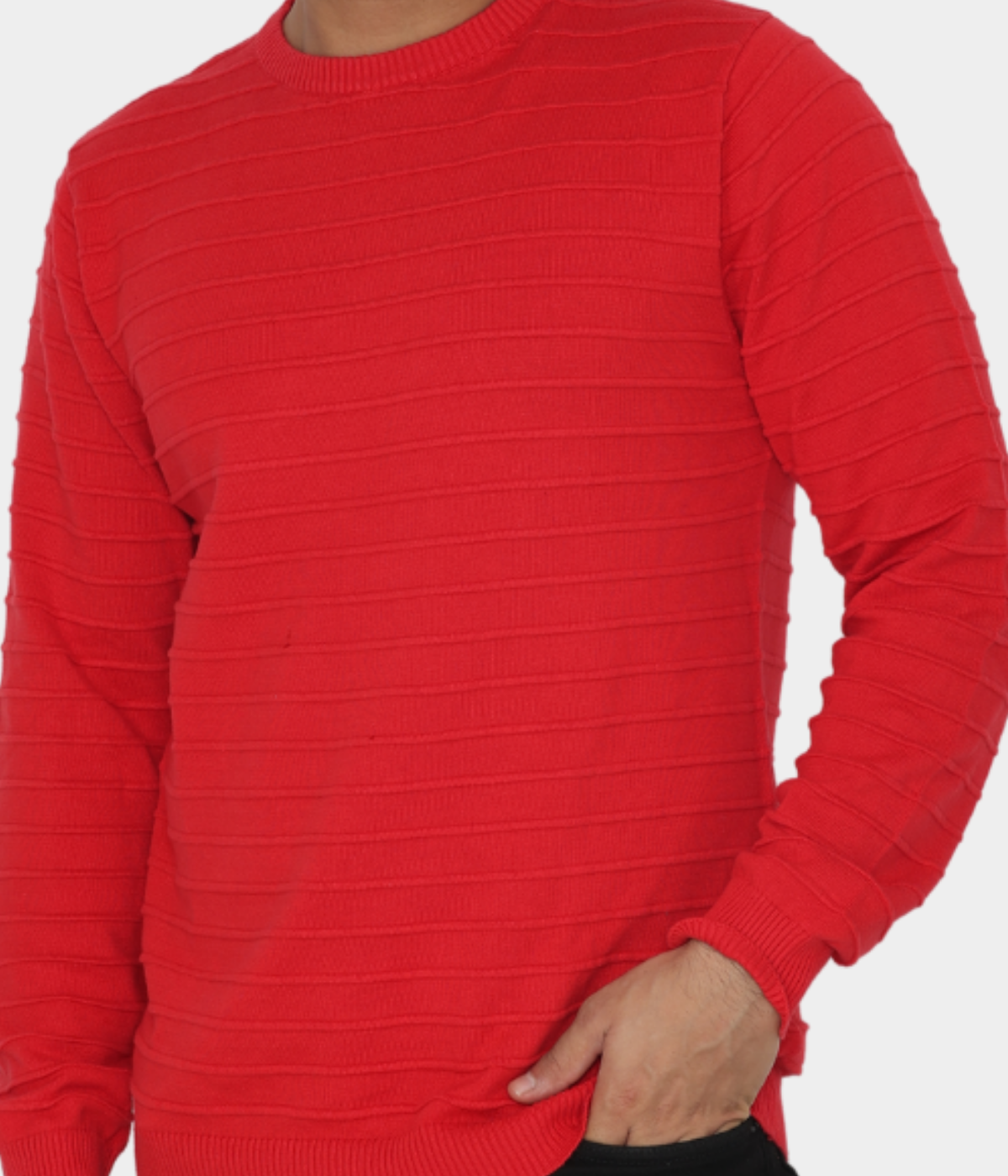 Red structured Knitted T-shirt