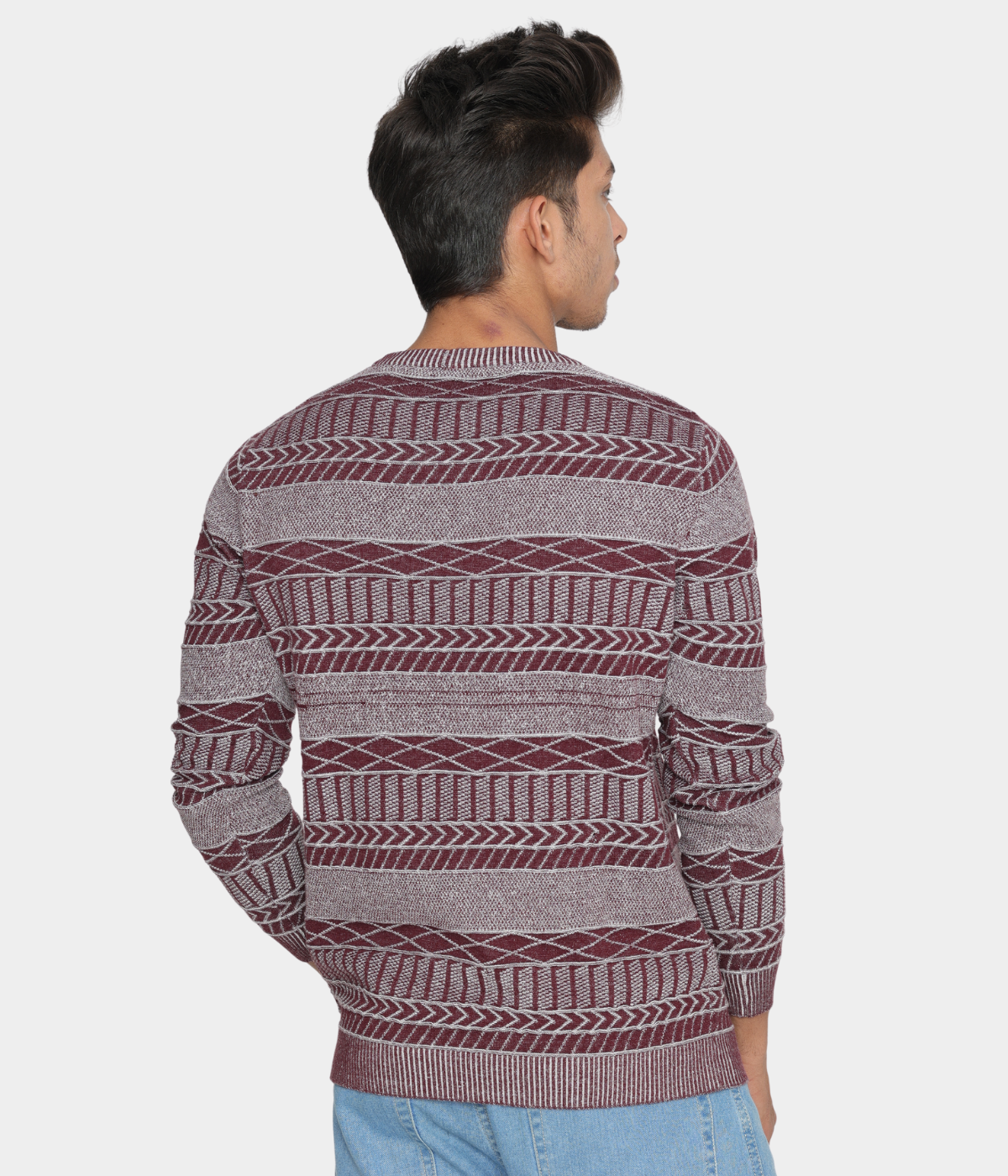 Wine structured cotton knitted T-shirt