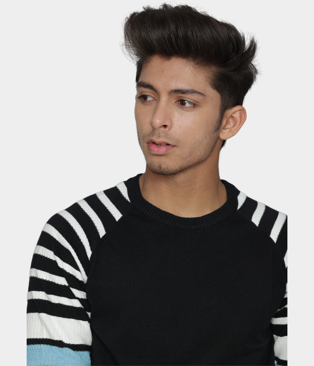 Black cotton knitted T-shirt