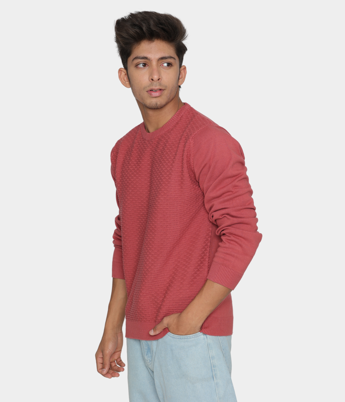 Mens Structured Knitted Cotton T shirt