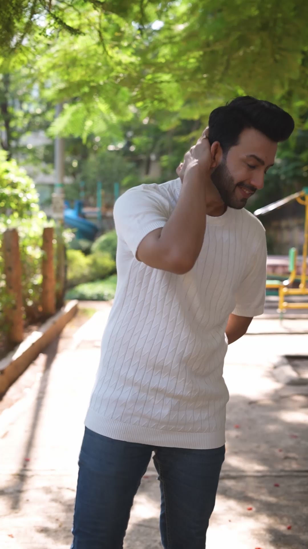 Off-White Structured Knitted Cotton T-Shirt